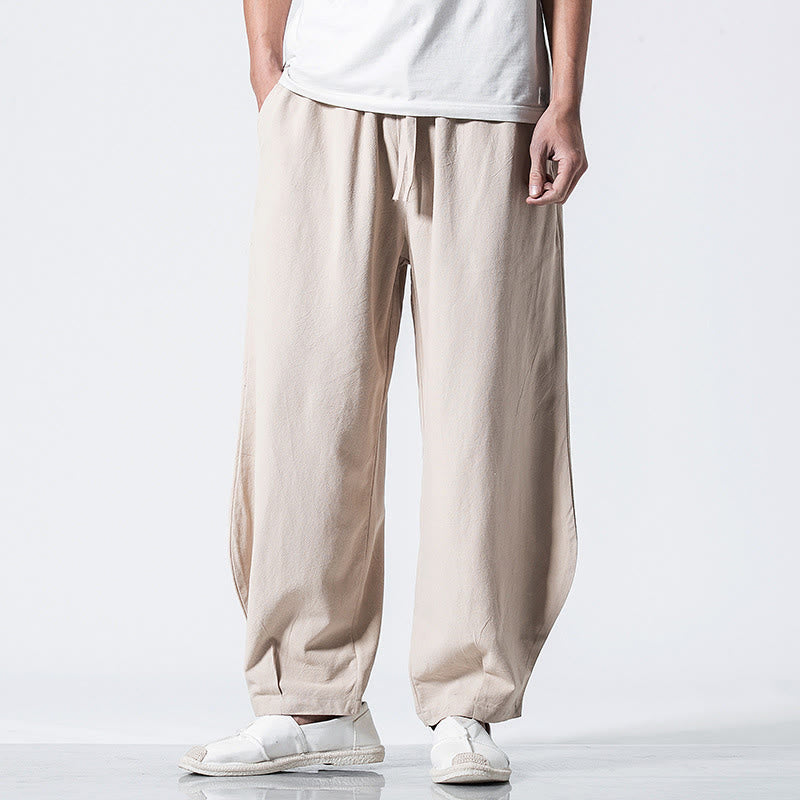 Buddha Stones Pantalon en coton pour homme, longueur cheville, taille élastique avec cordon de serrage et poches - image 19
