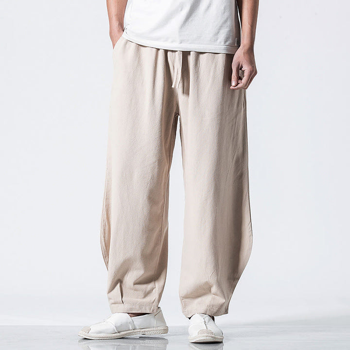 Buddha Stones Pantalon en coton pour homme, longueur cheville, taille élastique avec cordon de serrage et poches - image 19