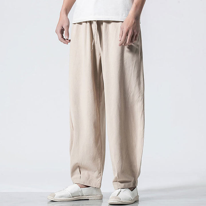 Buddha Stones Pantalon en coton pour homme, longueur cheville, taille élastique avec cordon de serrage et poches - image 21