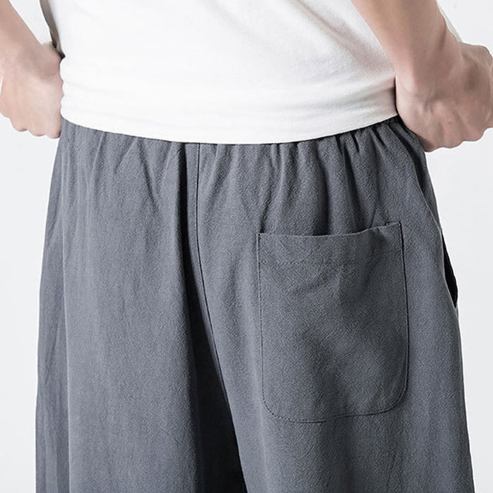 Buddha Stones Pantalon en coton pour homme, longueur cheville, taille élastique avec cordon de serrage et poches - image 11