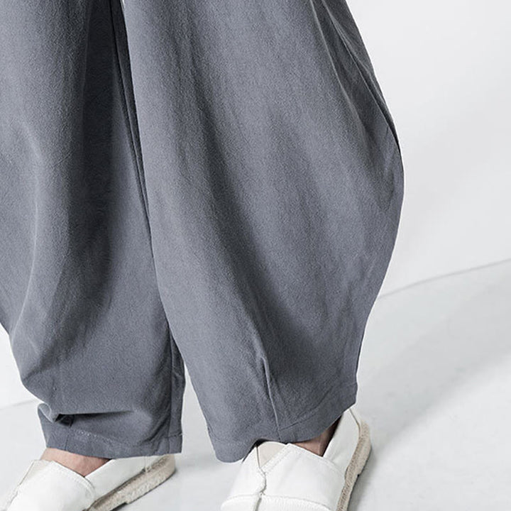 Buddha Stones Pantalon en coton pour homme, longueur cheville, taille élastique avec cordon de serrage et poches - image 10