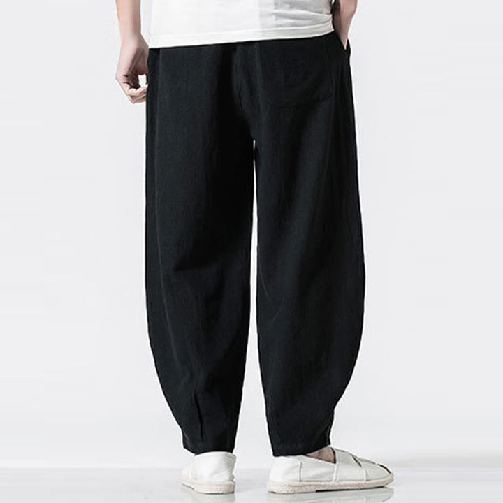 Buddha Stones Pantalon en coton pour homme, longueur cheville, taille élastique avec cordon de serrage et poches - image 17