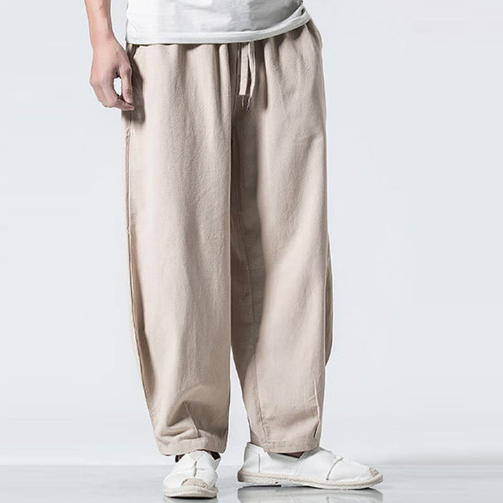 Buddha Stones Pantalon en coton pour homme, longueur cheville, taille élastique avec cordon de serrage et poches - image 20