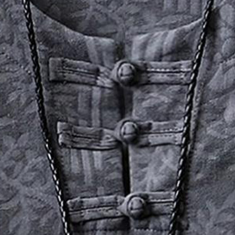 Buddha Stones Chemise homme en coton à manches courtes et boutons brandebourg, motif floral d'été - image 7