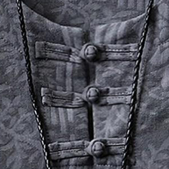 Buddha Stones Chemise homme en coton à manches courtes et boutons brandebourg, motif floral d'été - image 7
