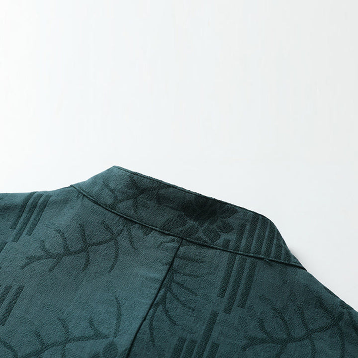 Buddha Stones Chemise d'été pour homme en coton à manches courtes et boutons brandebourg, motif floral - image 10