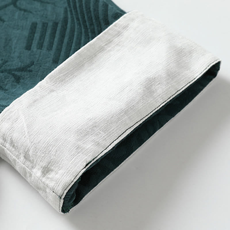 Buddha Stones Chemise d'été pour homme en coton à manches courtes et boutons brandebourg, motif floral - image 9