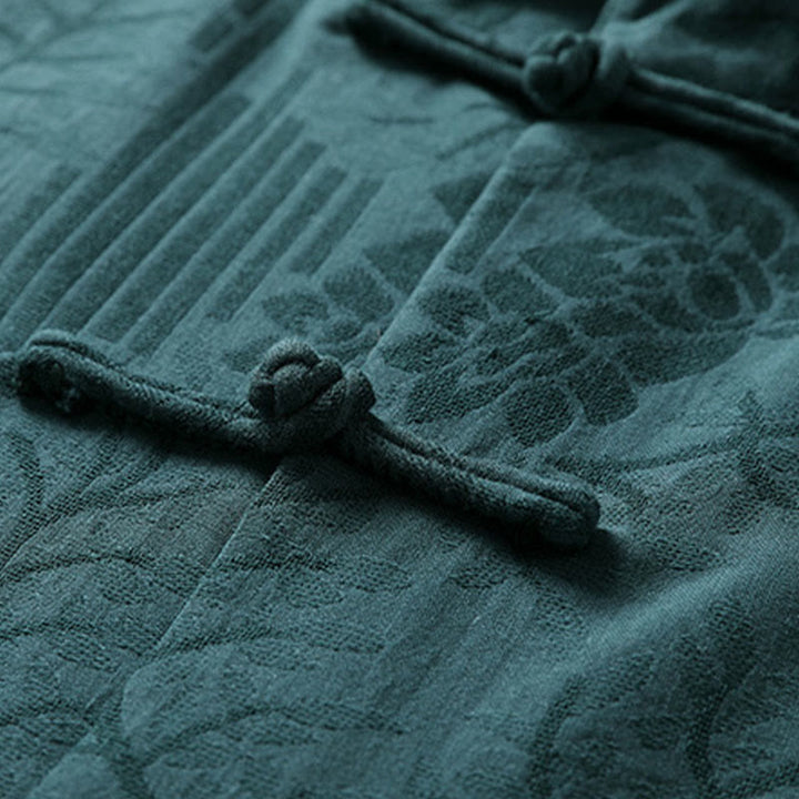 Buddha Stones Chemise d'été pour homme en coton à manches courtes et boutons brandebourg, motif floral - image 8