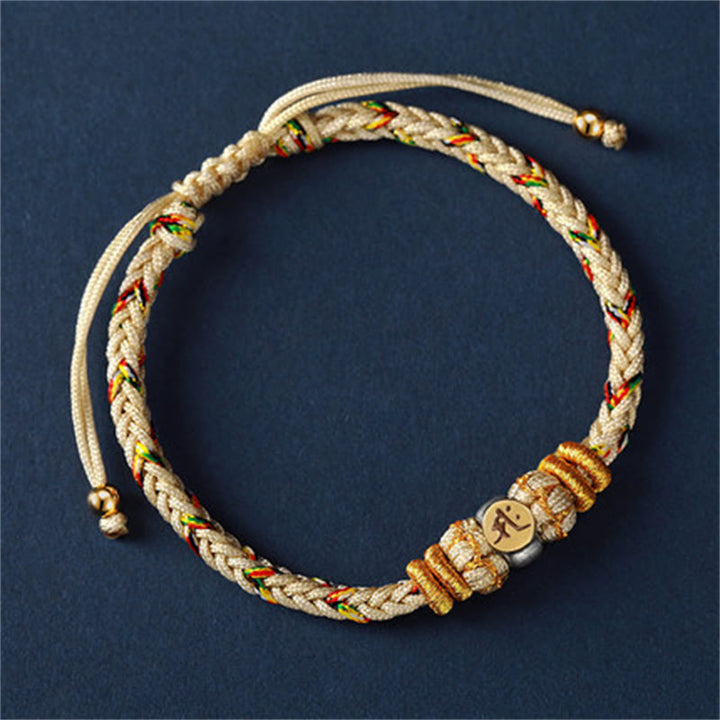 Bracelet en corde tressée en argent avec Buddha Stones et signe du zodiaque chinois - Cheval (Taille du bracelet : 18-28 cm) - image 16