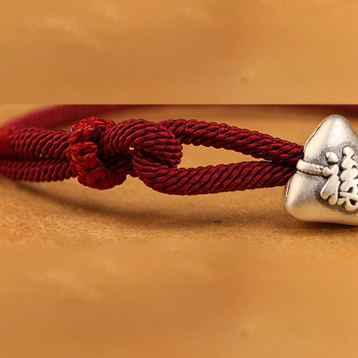 Buddha Stones Bracelet porte-bonheur Zongzi en argent sterling 999, représentant le personnage Fu - image 10