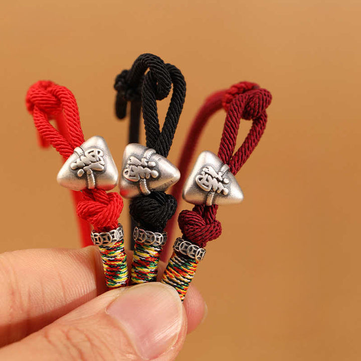 Buddha Stones Bracelet porte-bonheur Zongzi en argent sterling 999, représentant le personnage Fu - image 1