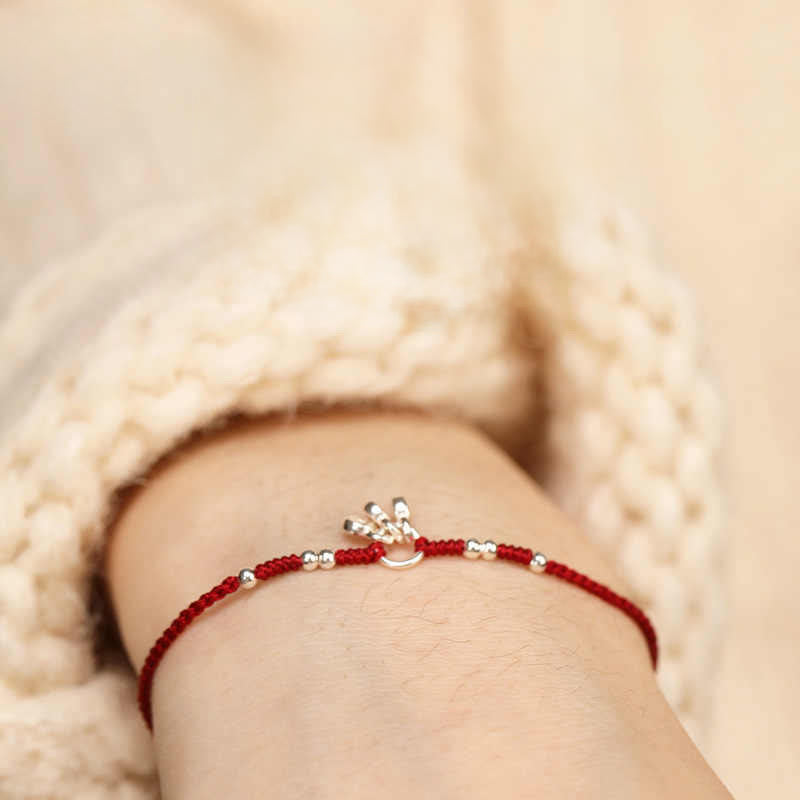 Buddha Stones Bracelet de cheville ultra-fin en argent sterling 925 et cuivre, fabriqué à la main, alliant protection et résistance. - Bracelet rouge foncé (tour de poignet 14-18 cm) - image 9