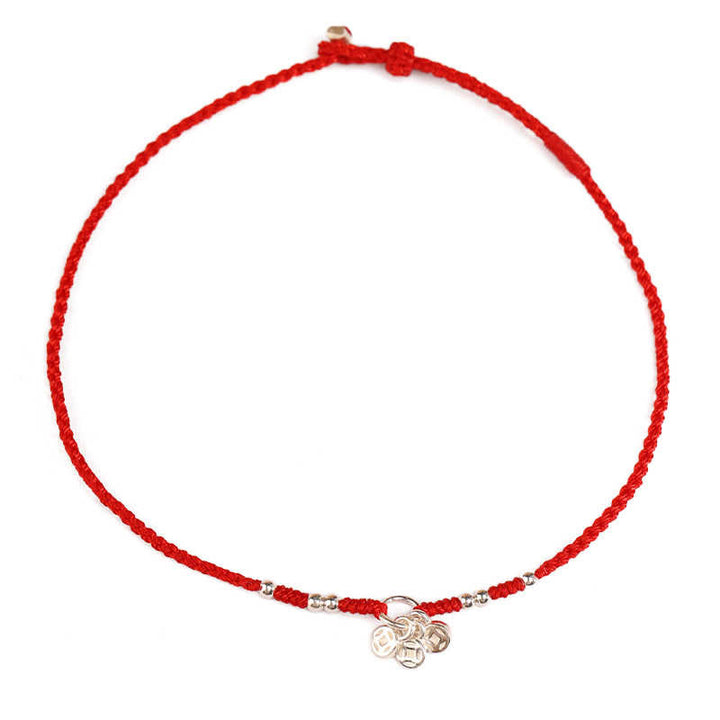 Buddha Stones Bracelet de cheville ultra-fin en argent sterling 925 et cuivre, fabriqué à la main, alliant protection et résistance. - image 3