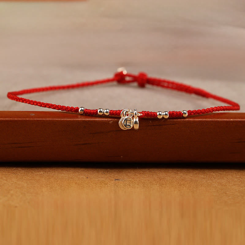Buddha Stones Bracelet de cheville ultra-fin en argent sterling 925 et cuivre, fabriqué à la main, alliant protection et résistance. - image 2