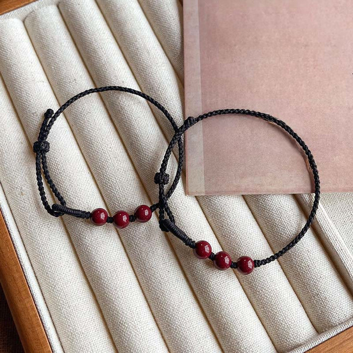 Buddha Stones Bracelet en corde tressée avec perles de cinabre faites à la main, symbole de calme et de bénédiction - image 11