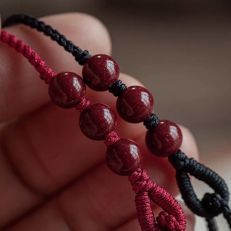 Buddha Stones Bracelet en corde tressée avec perles de cinabre faites à la main, symbole de calme et de bénédiction - image 14