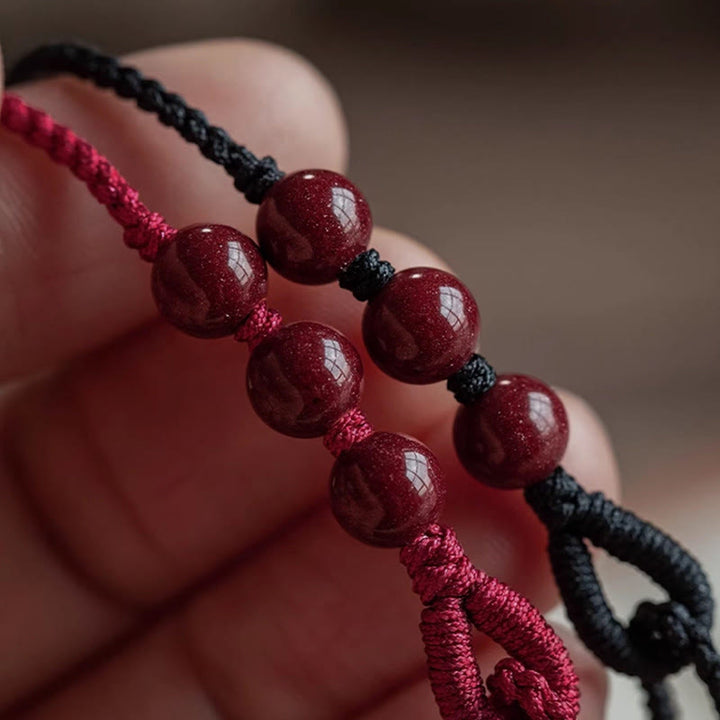 Buddha Stones Bracelet en corde tressée avec perles de cinabre faites à la main, symbole de calme et de bénédiction - image 14