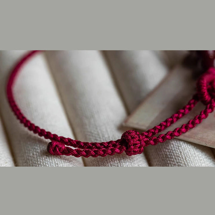 Buddha Stones Bracelet en corde tressée avec perles de cinabre faites à la main, symbole de calme et de bénédiction - image 5