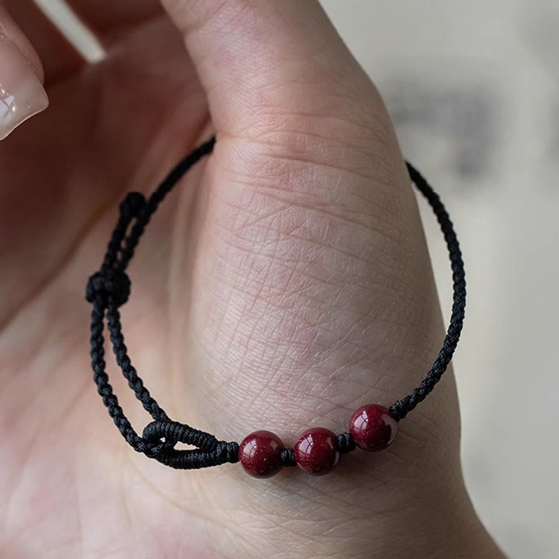 Buddha Stones Bracelet en corde tressée avec perles de cinabre faites à la main, symbole de calme et de bénédiction - image 10