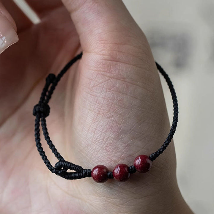 Buddha Stones Bracelet en corde tressée avec perles de cinabre faites à la main, symbole de calme et de bénédiction - image 10
