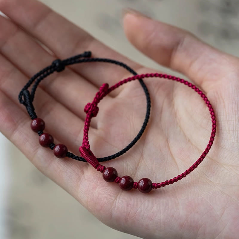 Buddha Stones Bracelet en corde tressée avec perles de cinabre faites à la main, symbole de calme et de bénédiction - image 15