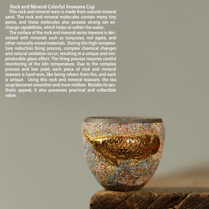 Buddha Stones Tasse à thé en céramique avec poisson koi arowana doré - image 10