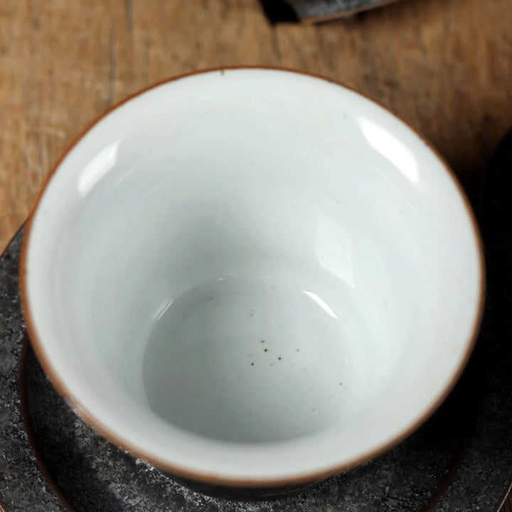 Buddha Stones Petite tasse à thé en céramique peinte à la main, motif grue dorée, 40 ml - image 2