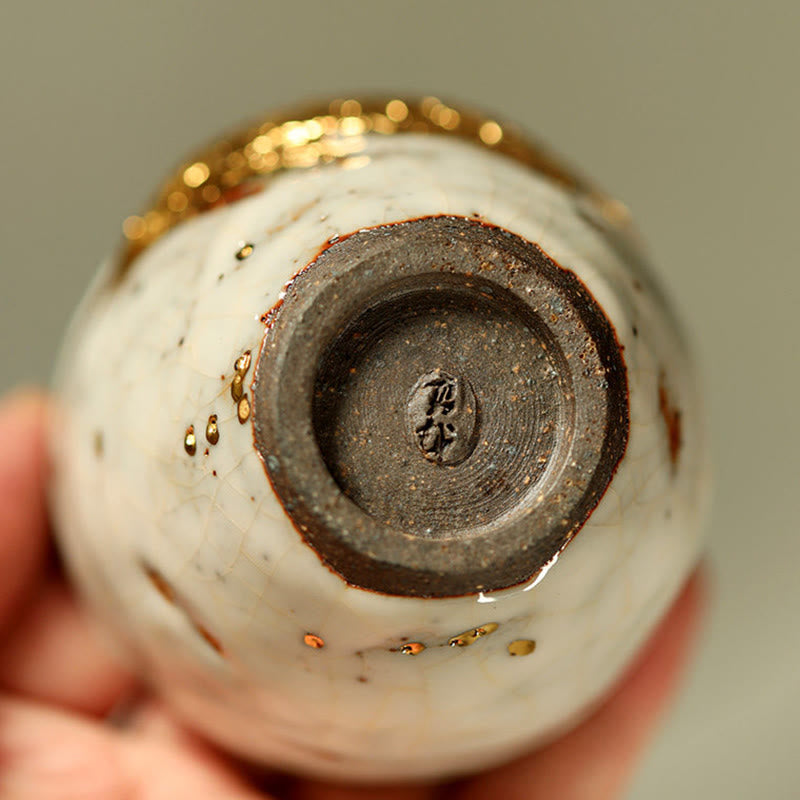 Buddha Stones Tasse à thé en céramique artisanale en forme de carpe koi arowana dorée, tasse à thé Kung Fu, théière - image 4