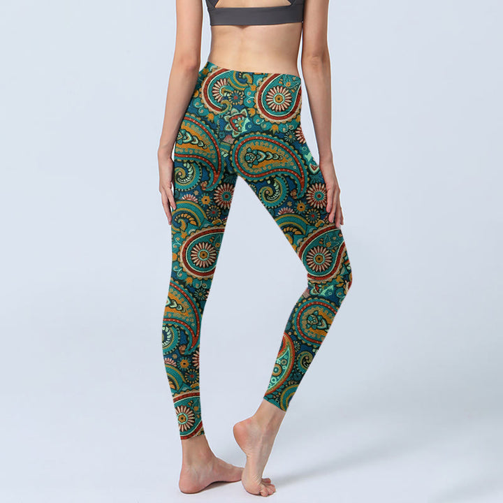 Buddha Stones Leggings de sport à imprimé cachemire rétro, pantalon de yoga pour femme - image 4