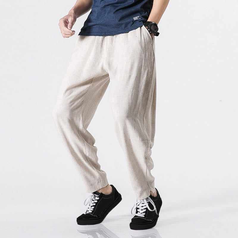 Buddha Stones Pantalon homme en polyester avec cordon de serrage à taille élastique, longueur cheville et poches - Blanc - US/UK/AU46，EU56 (5XL) - image 1