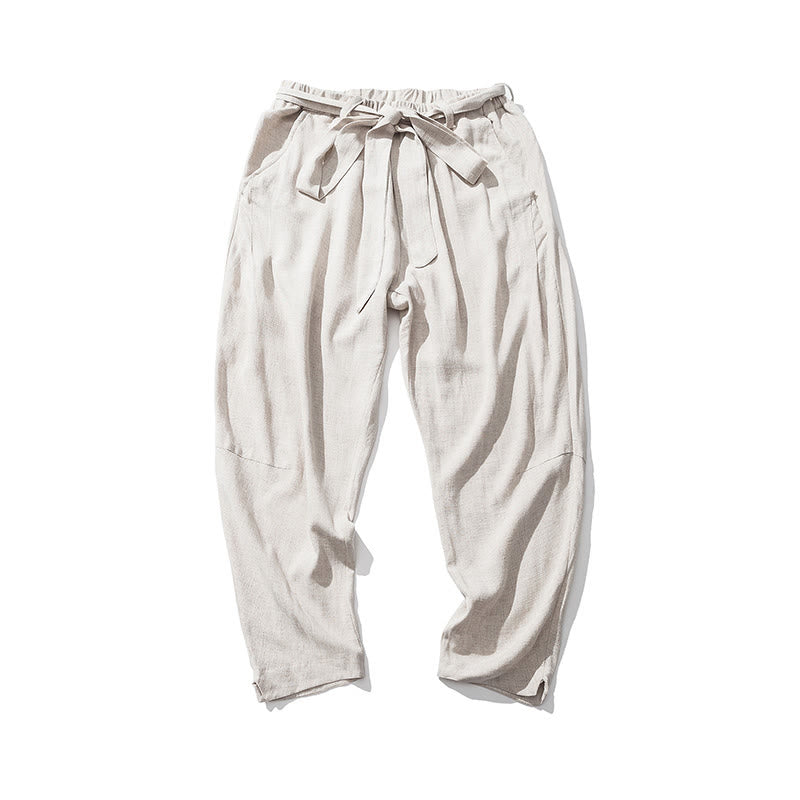 Buddha Stones Pantalon homme en polyester avec cordon de serrage à taille élastique, longueur cheville et poches - image 2