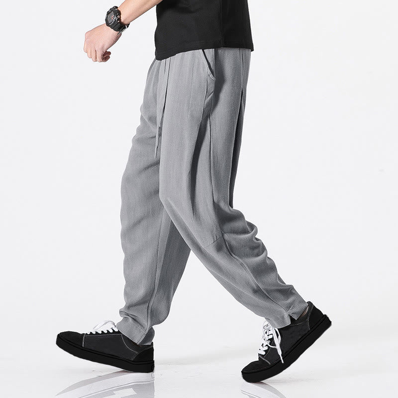 Buddha Stones Pantalon homme en polyester avec cordon de serrage à taille élastique, longueur cheville et poches - Gris - US/UK/AU46，EU56 (5XL) - image 3