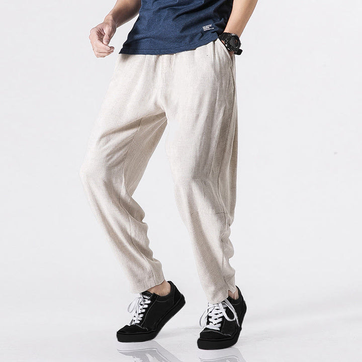 Buddha Stones Pantalon homme en polyester avec cordon de serrage à taille élastique, longueur cheville et poches - Blanc - US/UK/AU46，EU56 (5XL) - image 1