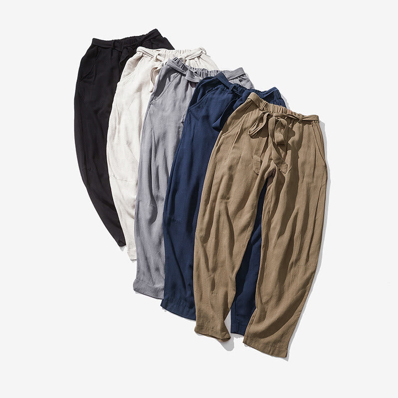 Buddha Stones Pantalon homme en polyester avec cordon de serrage à taille élastique, longueur cheville et poches - image 7
