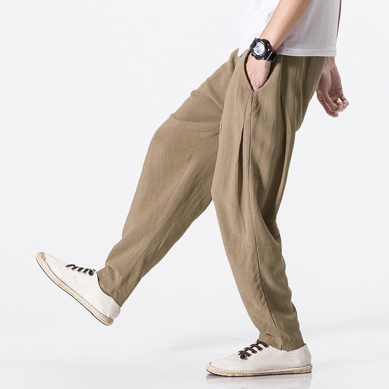 Buddha Stones Pantalon homme en polyester avec cordon de serrage à taille élastique, longueur cheville et poches - BurlyWood - US/UK/AU46，EU56 (5XL) - image 6