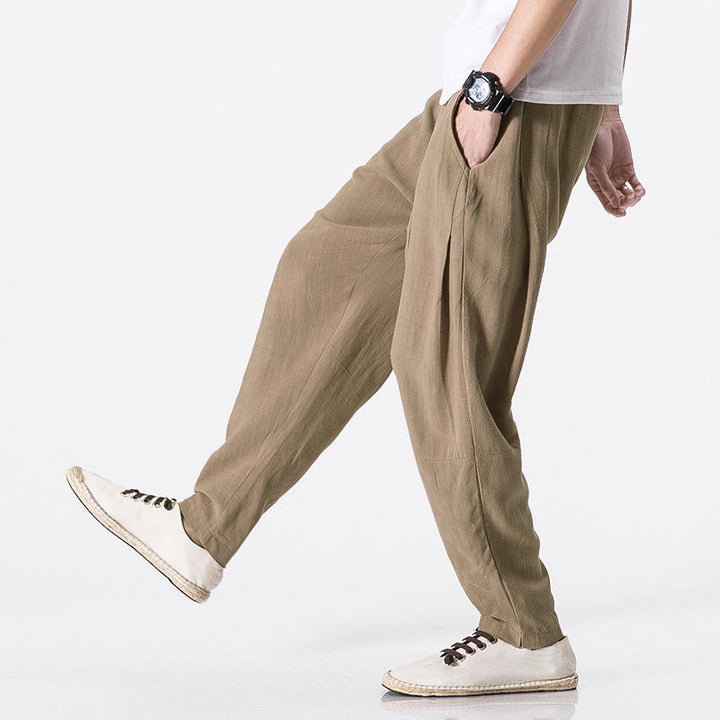 Buddha Stones Pantalon homme en polyester avec cordon de serrage à taille élastique, longueur cheville et poches - BurlyWood - US/UK/AU46，EU56 (5XL) - image 6
