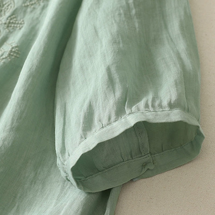 Buddha Stones Chemise d'été à manches courtes et col rond en polyester pour femme - image 12