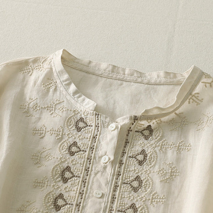 Buddha Stones Chemise d'été à manches courtes et col rond en polyester pour femme - image 16