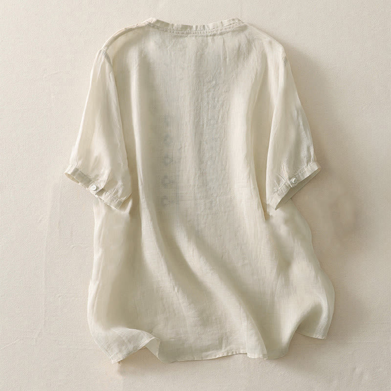 Buddha Stones Chemise d'été à manches courtes et col rond en polyester pour femme - image 15