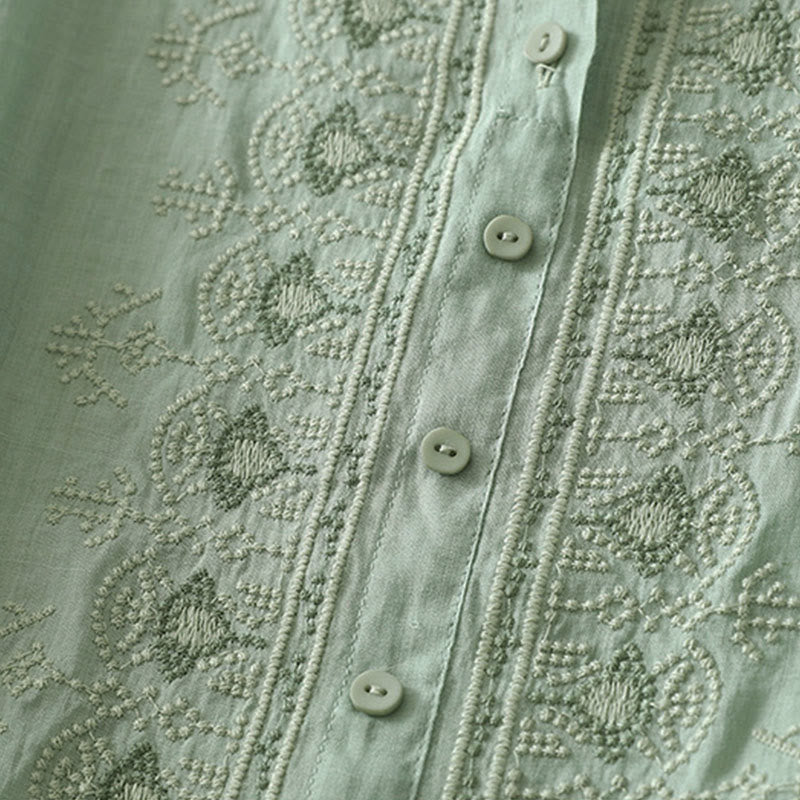 Buddha Stones Chemise d'été à manches courtes et col rond en polyester pour femme - image 13