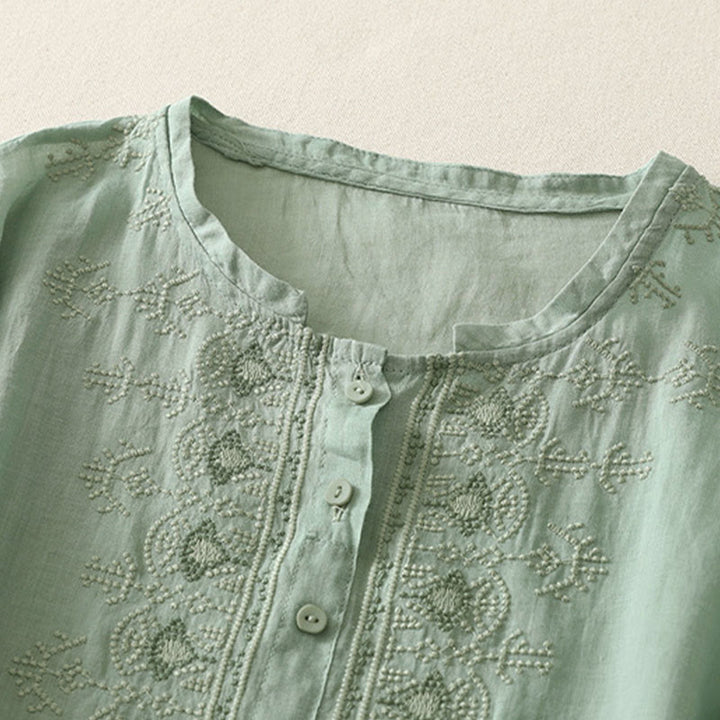 Buddha Stones Chemise d'été à manches courtes et col rond en polyester pour femme - image 11