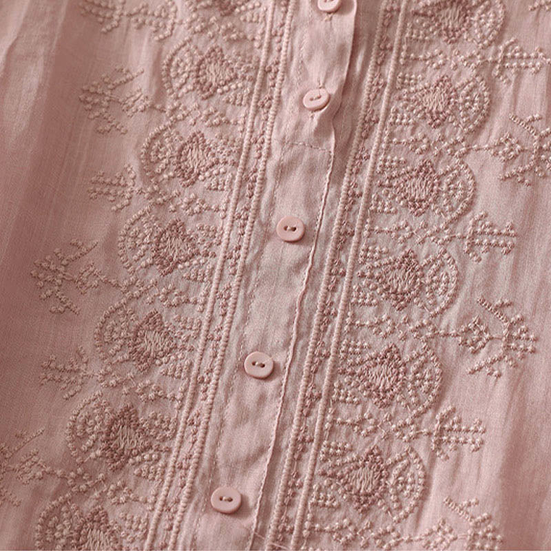 Buddha Stones Chemise d'été à manches courtes et col rond en polyester pour femme - image 7