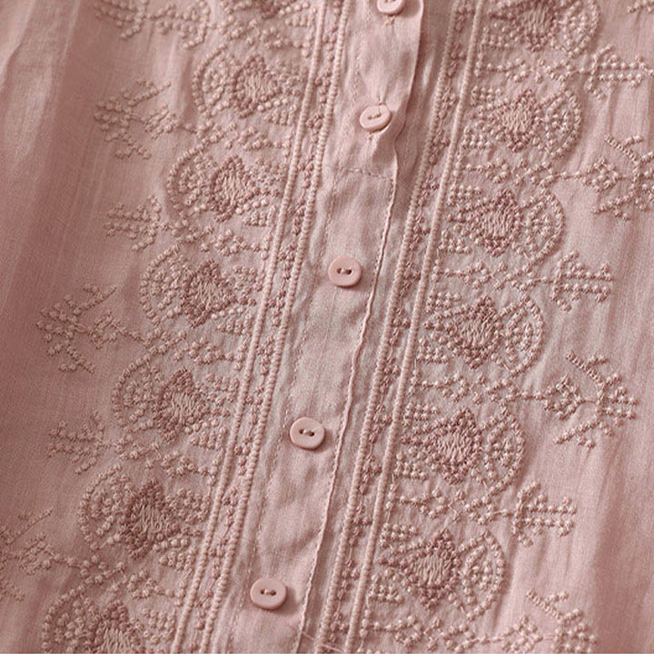 Buddha Stones Chemise d'été à manches courtes et col rond en polyester pour femme - image 7