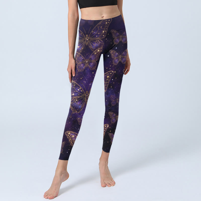 Buddha Stones Leggings de sport pour femme, imprimé papillons, style romantique - image 5