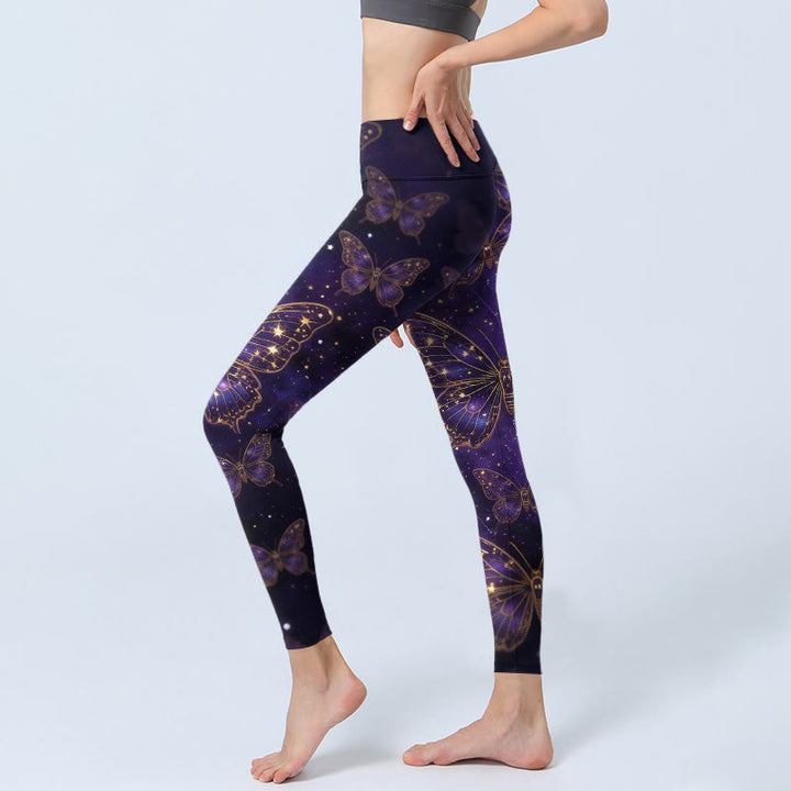 Buddha Stones Leggings de sport pour femme, imprimé papillons, style romantique - image 2