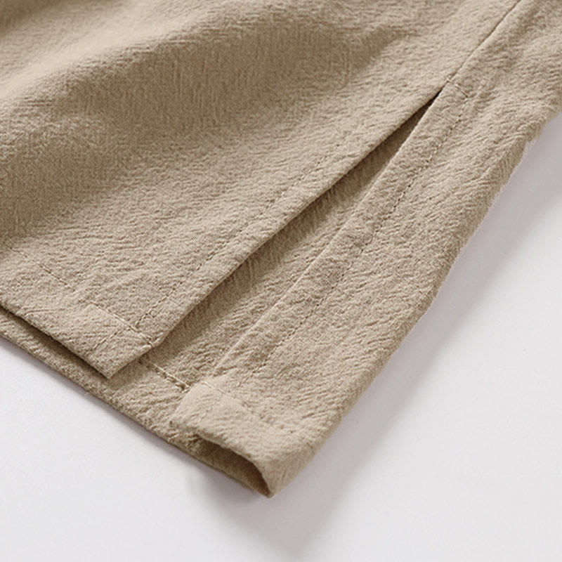 Buddha Stones Gilet sans manches d'été pour homme, col montant, couleur unie, en coton et lin. - image 12