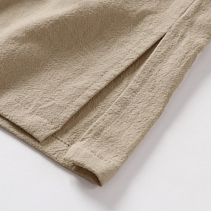 Buddha Stones Gilet sans manches d'été pour homme, col montant, couleur unie, en coton et lin. - image 12