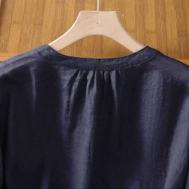 Buddha Stones Chemise à manches courtes et col rond à motif de courge corail pour femme, en polyester - image 7