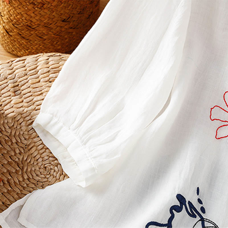 Buddha Stones Chemise à manches courtes et col rond à motif de courge corail pour femme, en polyester - image 12