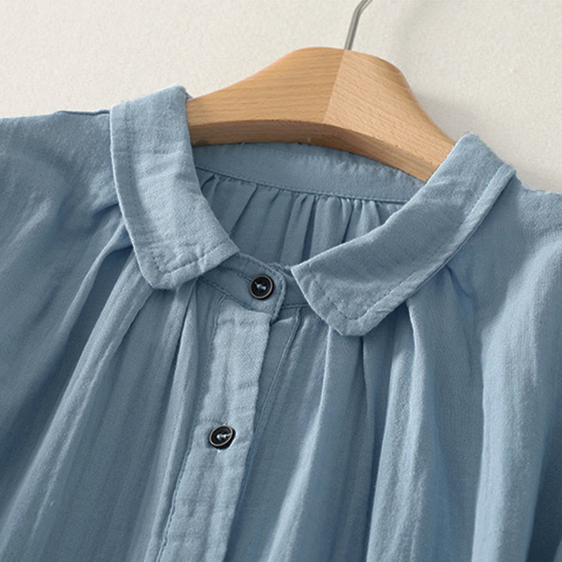 Buddha Stones Chemise femme en polyester à manches longues et col rond, couleur unie - image 2